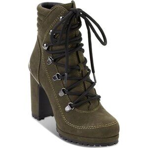 Dkny Womens Green Lug Sole Padded Lenni Block Heel Lace Up Dress Boots Size 11 M